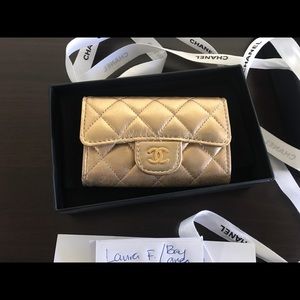 KEEPING 💕20P Gold Chanel Classic Flap Cardholder w/GHW